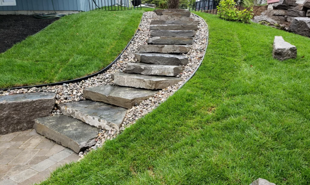 Commercial hardscaping walkway installation