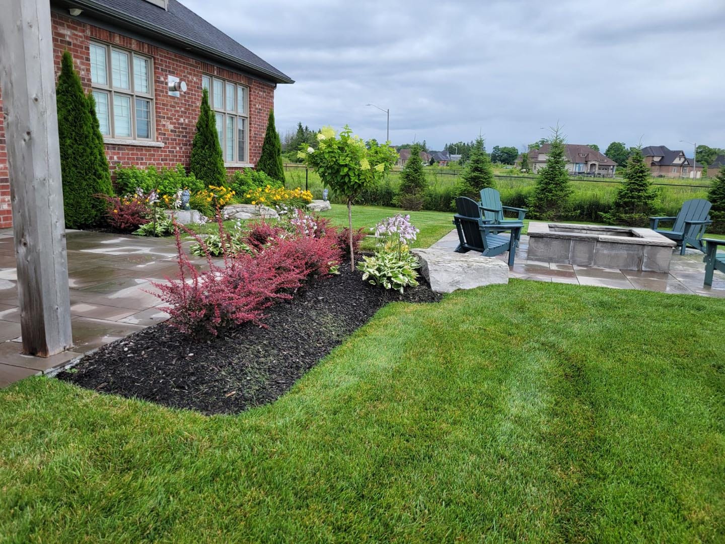 New garden bed, lawn and patio